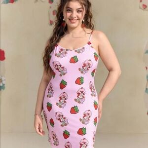 Playful Pink Strawberry Print Chemise